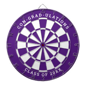 Cible De Fléchettes Purple & White Graduation   Texte personnalisé