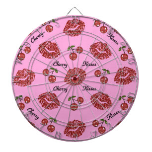 Cible De Fléchettes RAB Rockabilly Baisers de Cerise sur Rose