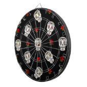 Cible De Fléchettes RAB Rockabilly Sugar Skulls Roses On Black (Devant droit)