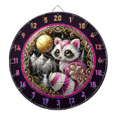 Cible De Fléchettes Raccoon Rose Glisse Sous Lune D'Or (Devant)