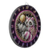 Cible De Fléchettes Raccoon Rose Glisse Sous Lune D'Or (Devant gauche)