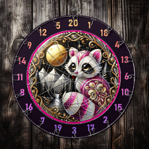 Cible De Fléchettes Raccoon Rose Glisse Sous Lune D'Or