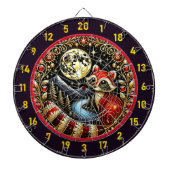 Cible De Fléchettes Raccoon Rouge Majestueux Avec Lune Dorée (Devant)