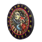 Cible De Fléchettes Raccoon Rouge Majestueux Avec Lune Dorée (Devant droit)