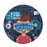 Cible De Fléchettes Réalité augmentée<br><div class="desc">Un garçon de bande dessinée avec peau claire et cheveux bruns,  portant un casque de réalité virtuelle.</div>