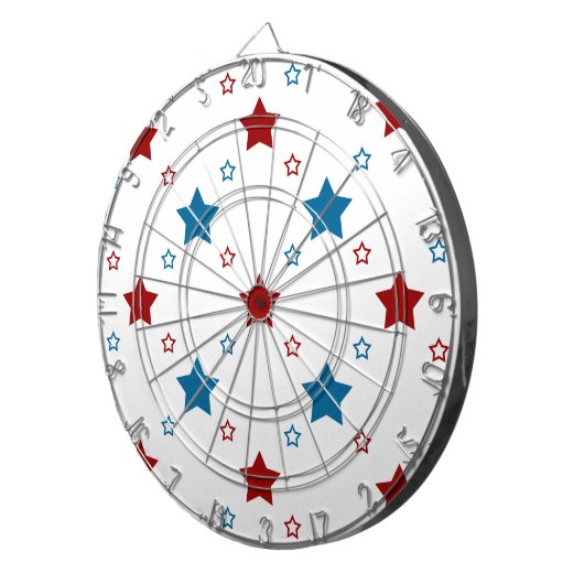 Cible De Fléchettes Red et Blue Stars Motif sur White (Devant droit)