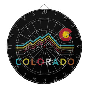 Cible De Fléchettes Retro Colorado Drapeau Rocky Mountain Souvenir