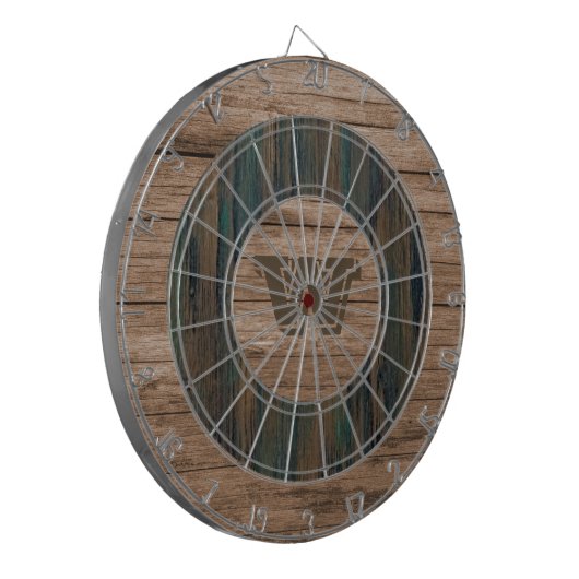 Cible De Fléchettes Retro Rustic Wood Personalized Dartboard (Devant gauche)