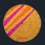 Cible De Fléchettes Retro Stripes Girls Monogramme Rose Orange Mustard<br><div class="desc">Super rayures vintages rétro des années 1970. Bandes Abstraites en orange, rose et jaune moutarde. Personnalisez ce monogramme de typographie de script moderne et tendance.</div>