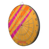 Cible De Fléchettes Retro Stripes Girls Monogramme Rose Orange Mustard (Devant droit)