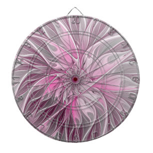 Cible De Fléchettes Rêve de fleur rose fractal, Motif d'Imaginaire flo