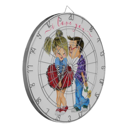 Cible De Fléchettes Romantic CoupleDart Board Cadeau - Je t'aime (Devant gauche)