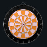 Cible de flechettes : Rose-clair, orange, et noir<br><div class="desc">Jeu de Cible de flechettes rose-clair,  orange,  et par noir coloré comprenant 6 dards en laiton</div>