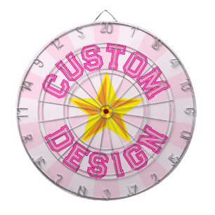 Cible De Fléchettes Rose Clair Texte Personnalisé Avec Design D'étoile