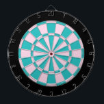 Cible de flechettes : Rose-clair, turquoise, et<br><div class="desc">Rose-clair,  turquoise,  et jeu de Cible de flechettes coloré par noir comprenant 6 dards en laiton</div>