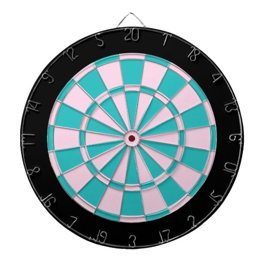Cible de fléchettes : rose clair, turquoise et noi (Devant)