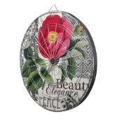 Cible De Fléchettes Rose Damask Joli Floral Antique (Devant droit)