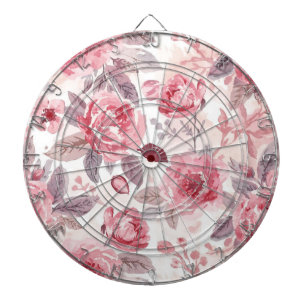 Cible De Fléchettes Rose Pivoine Roseau Aquarelle Jardin Floral