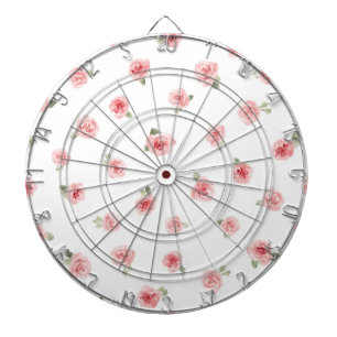 Cible De Fléchettes Rosier rose tendre aquarelle floral vintage rose b