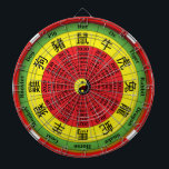 Cible De Fléchettes Roue chinoise Zodiac<br><div class="desc">Roue représentant les signes chinois du zodiaque et les années auxquelles ils se rapportent,  en couleurs rouge,  vert et jaune</div>