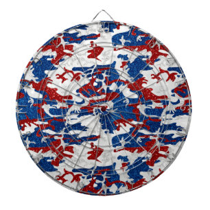 Cible De Fléchettes Rouge, Blanc & Bleu Camo 4 Juillet Paillettes