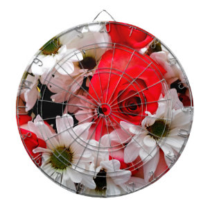 Cible De Fléchettes Rouge-Blanc-Rose-Daisies-Bouquet-CIBLE DE FLECHETT