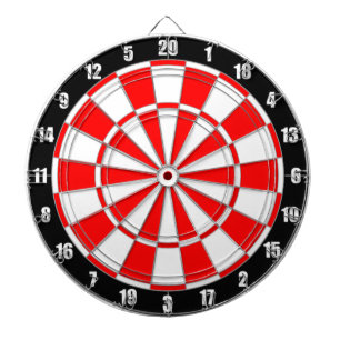 Cible De Fléchettes Rouge & Blanc sur tableau de fléchettes noir