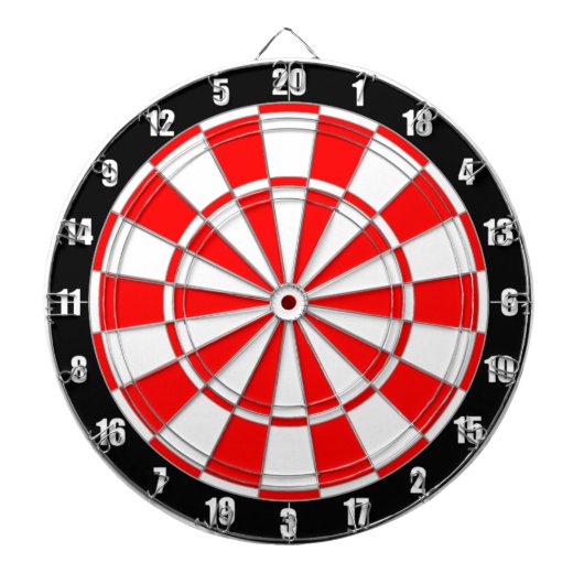 Cible De Fléchettes Rouge & Blanc sur tableau de fléchettes noir (Devant)