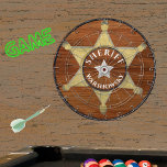 Cible De Fléchettes Rouge Bois tonique Sheriff Étoile d'insigne, Brown<br><div class="desc">Bois rustique tonus Sheriff Badge Star, Browns Cible de flechettes de grains de bois. Un jeu rustique d'incrustation en bois de Faux fait le cadeau personnalisé parfait, il est idéal pour les personnes qui travaillent pour le bureau du shérif ou pour l'unité avec qui jouer. Notre modèle convivial facilite la...</div>