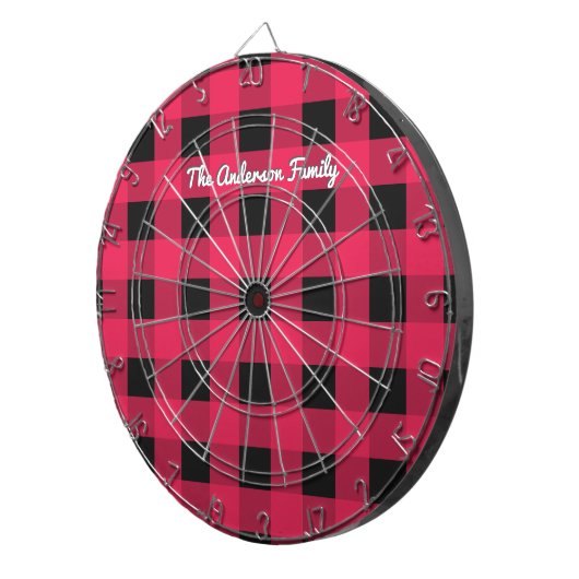 Cible De Fléchettes Rouge Buffalo Plaid Rustic Check Patterned Personn (Devant droit)
