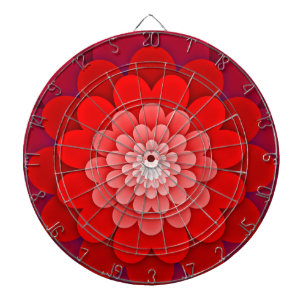 Cible De Fléchettes Rouge Floral Mandala-58566