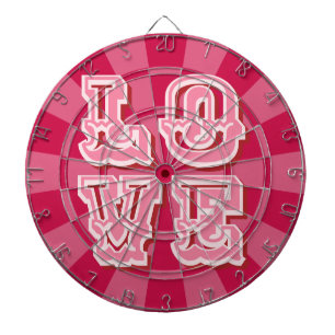 Cible De Fléchettes Rouge Grenat et Rose Vintage AMOUR Thème de la Sai