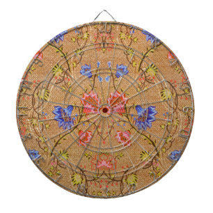 Cible De Fléchettes Rouge Impérial et Or Fleurs Entrelacées Soie Artis