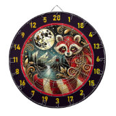 Cible De Fléchettes Rouge Raccoon Glisse Sous Lune D'Or (Devant)