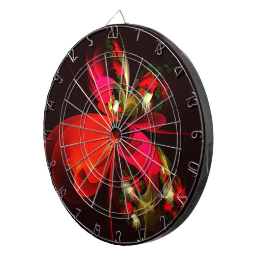 Cible De Fléchettes Rouge Vert Floral Moderne Art Abstrait Motif #02 (Devant droit)