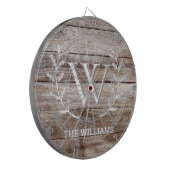 Cible De Fléchettes Rustic Barn Wood Custom Monogramme et nommé (Devant gauche)