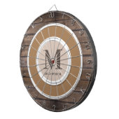 Cible De Fléchettes Rustic Wood Famille Monogramme Nom Personnalisé (Devant droit)
