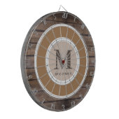 Cible De Fléchettes Rustic Wood Famille Monogramme Nom Personnalisé (Devant gauche)