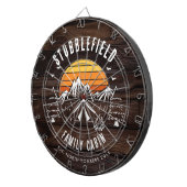 Cible De Fléchettes Rustique Retro Nom de famille Wood Look Custom (Devant droit)