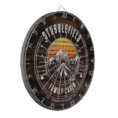 Cible De Fléchettes Rustique Retro Nom de famille Wood Look Custom (Devant gauche)