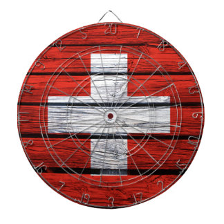 Cible De Fléchettes Sac en bois rustique de drapeau suisse