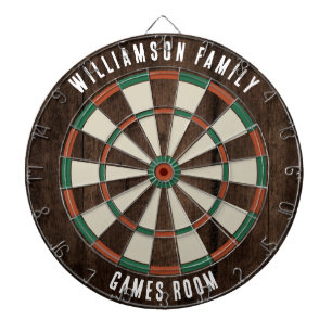 Cible De Fléchettes Salle de Jeux de Famille en Bois Rustique sur Mesu