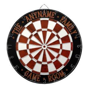 Cible De Fléchettes SALLE DE JEUX Rustique Bordure Marron Blanc & Noir