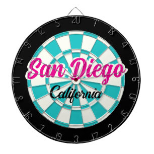 Cible De Fléchettes San Diego CA Rose Chaud Turquoise Blanc Noir