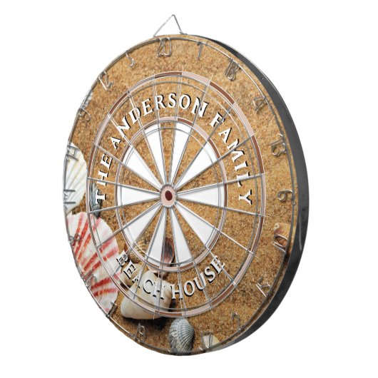 Cible De Fléchettes Sandy Beach Shells Nom de famille Beach House (Devant droit)