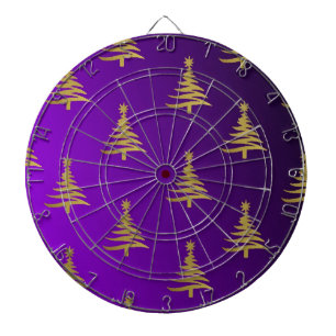 Cible De Fléchettes Sapins de Noël Or sur Violet
