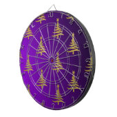 Cible De Fléchettes Sapins de Noël Or sur Violet (Devant droit)