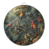 Cible De Fléchettes Scène botanique de perroquets et ananas (Devant)