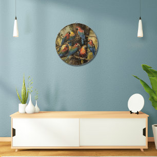 Cible De Fléchettes Scène botanique vintage perroquets colorés dans un