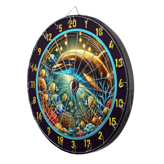 Cible De Fléchettes Serene Waters Dauphin Dartboard Design (Devant droit)